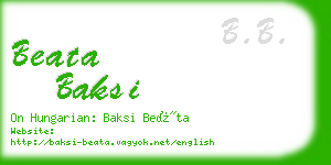 beata baksi business card